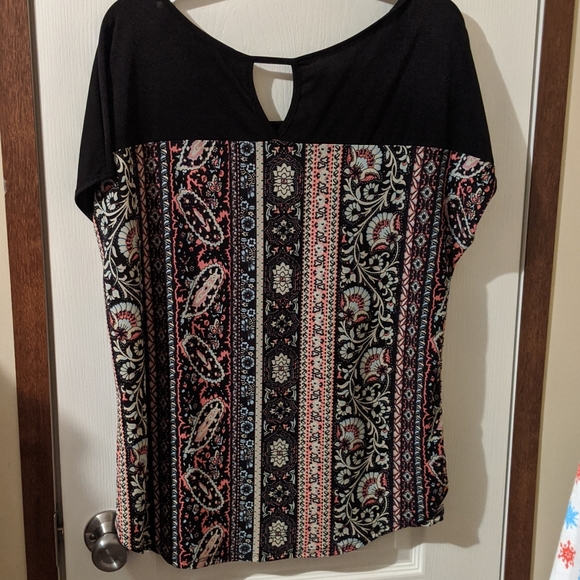 SALE Espresso Large Floral Boho Short Sleeve Dress Tunic Top Blouse - Picture 3 of 3